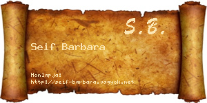 Seif Barbara névjegykártya